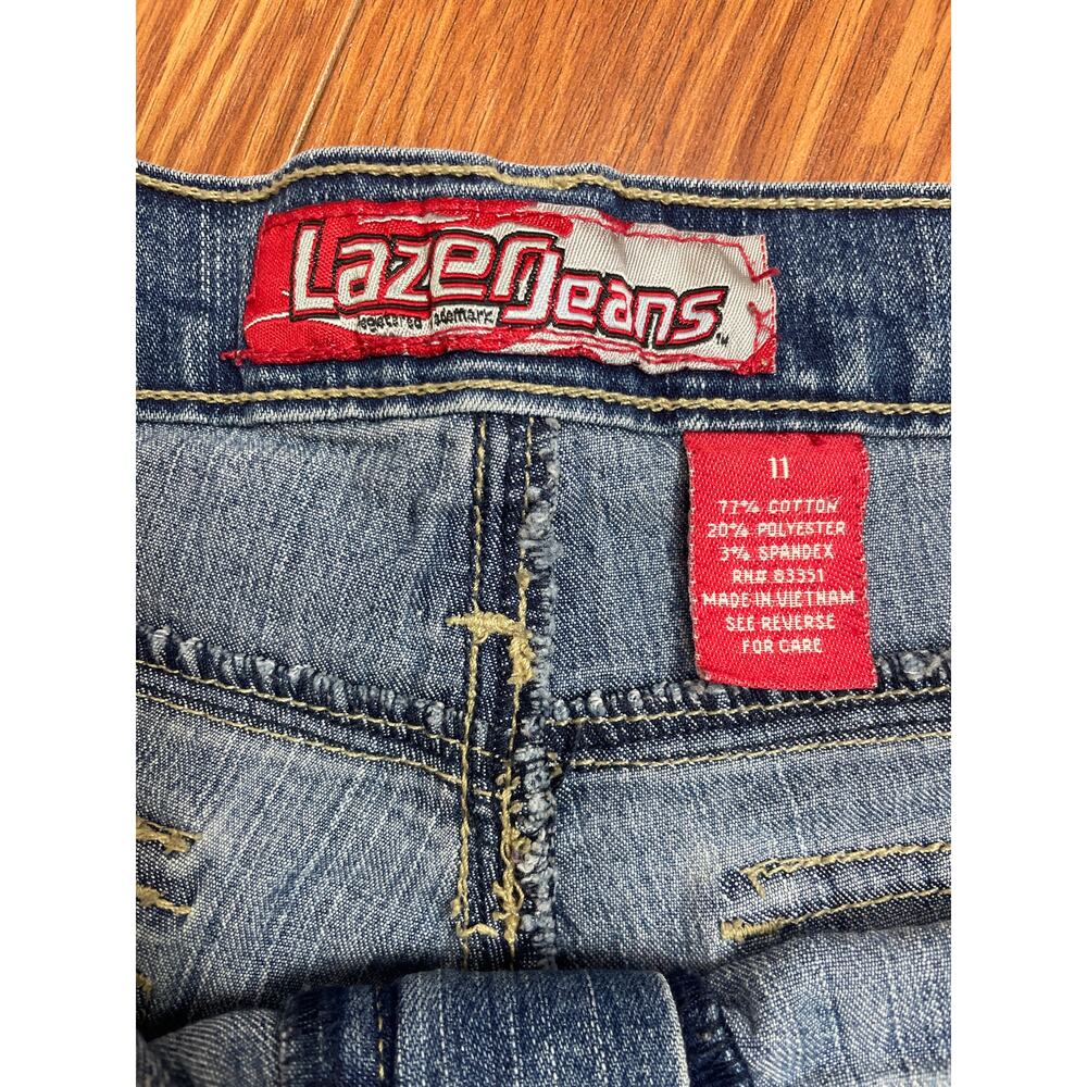 Lazer Jeans Y2K Vintage Cargo Pocket Faded Denim Shorts Size 11 Grunge 90s - Picture 2 of 3